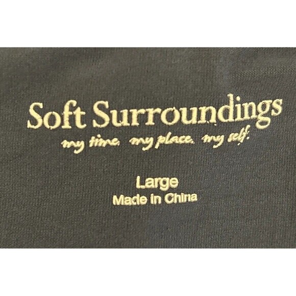 Soft Surroundings Blue Woven Lattice Neck Pleated Front Short Sleeve Size Large - Picture 3 of 10